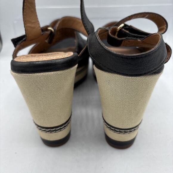 Clarks Collection Soft Cushion Espadrille Wedge Sandal Black Laser Cut US 9M - Picture 6 of 10